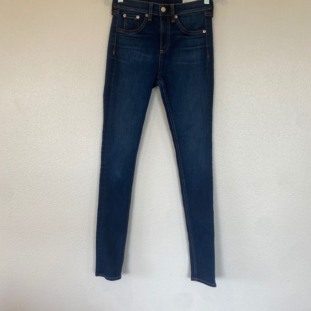 Rag & Bone High Rise Skinny Jeans Bedford Dark Indigo Blue Size 25 W150X099BED